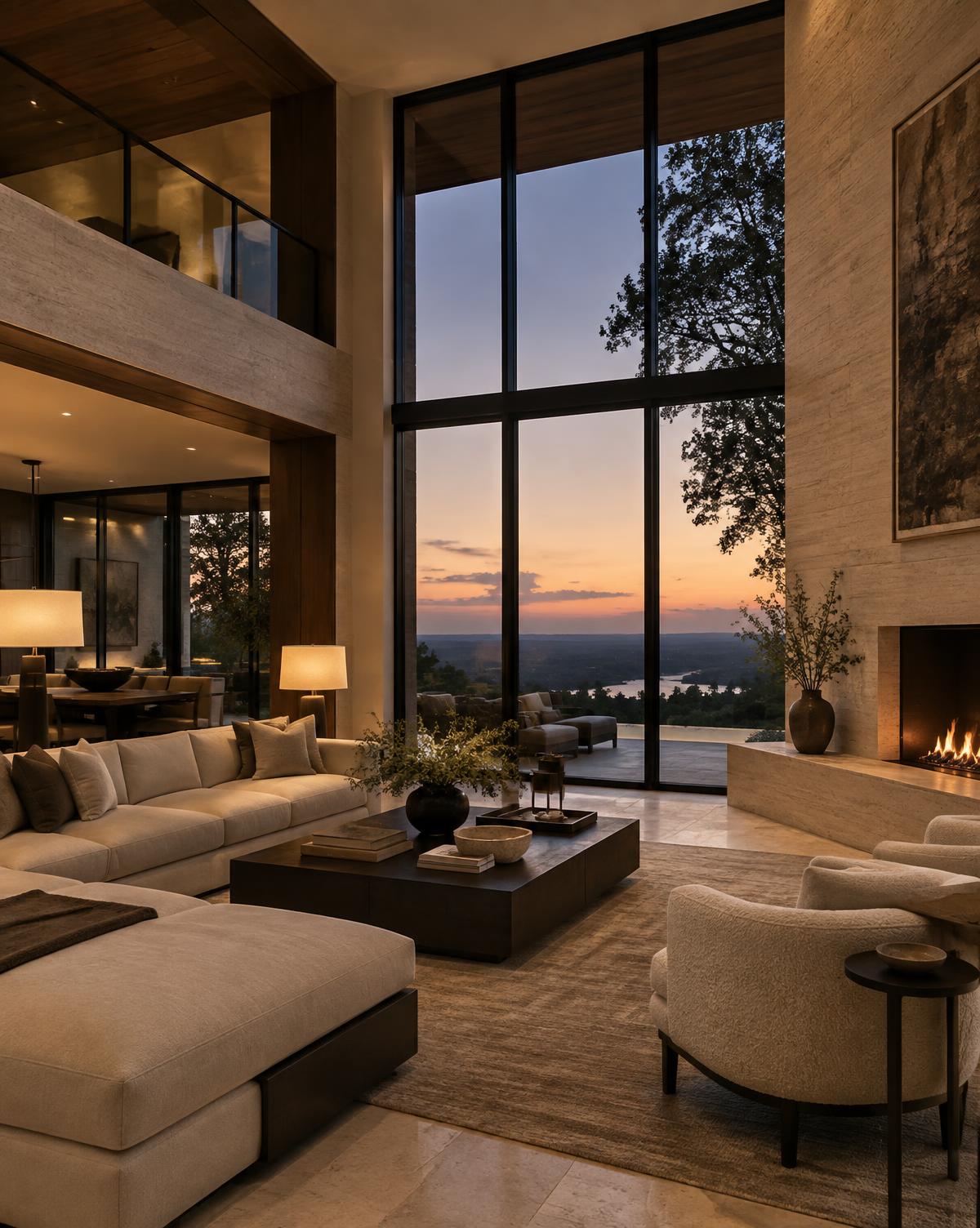 Dramatic luxury interior at dusk